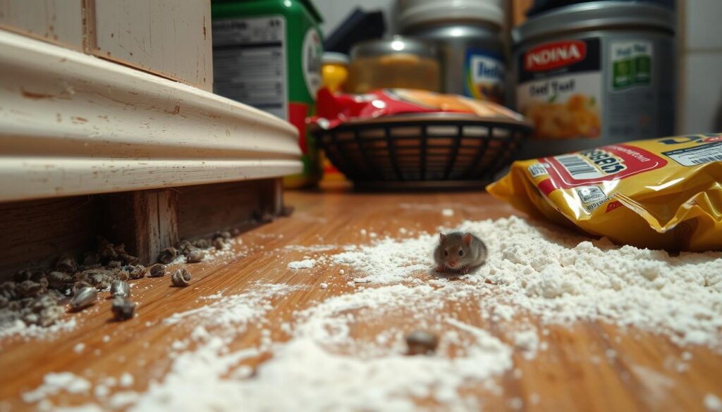 Signs of rodent infestation in a Hyderabad home kitchen