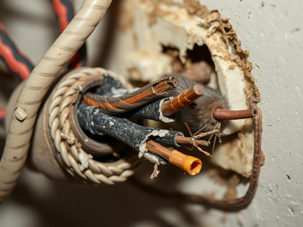Rat damage to electrical wiring in a Hyderabad home showing chewed cables